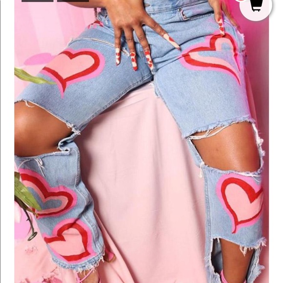 Archerosy Denim - Fashionable Hollow Printed High Waist Straight Casual Jeans Size Small